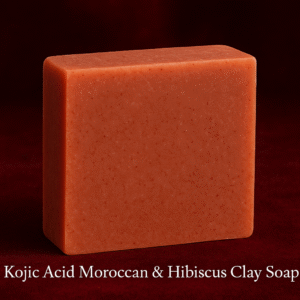 Luxury Kojic Acid Moroccan and Hibiscus Clay Soap on velvet background